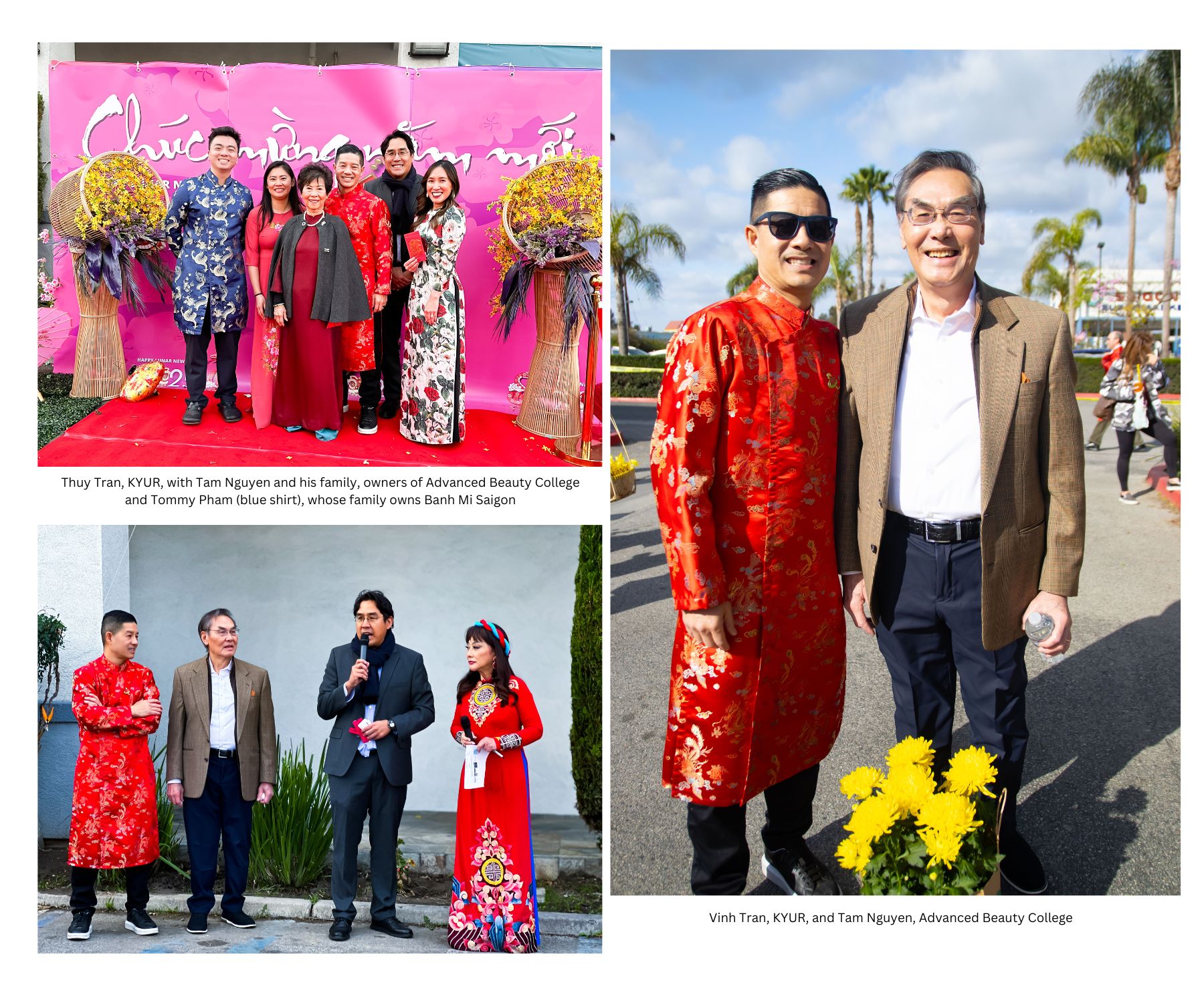 Thuy Tran, KYUR, Nguyen and his family, owners of Advanced Beauty College and Tommy Pham (blue shirt), whose family owns Banh Mi Saigon